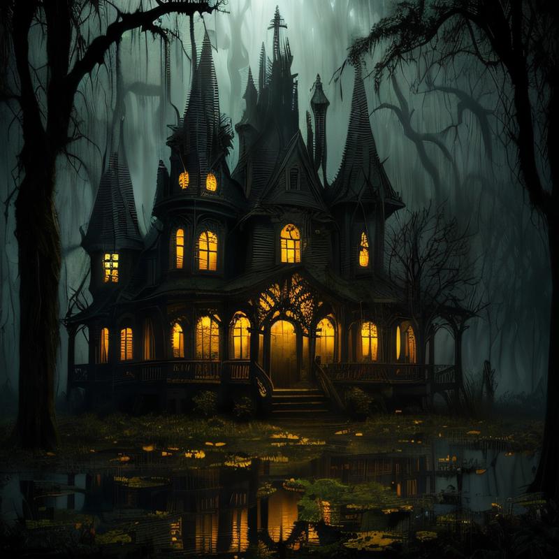 00154-776632765-masterpiece, intricate photo, swampy surrounding, haunted house in a bottle, magic enchanted forest, halloween art, lighting eff.jpg